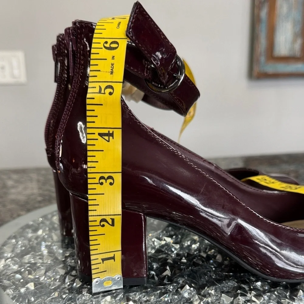 Alfani Dark Burgundy glossy Heels NWOT 7.5 wide